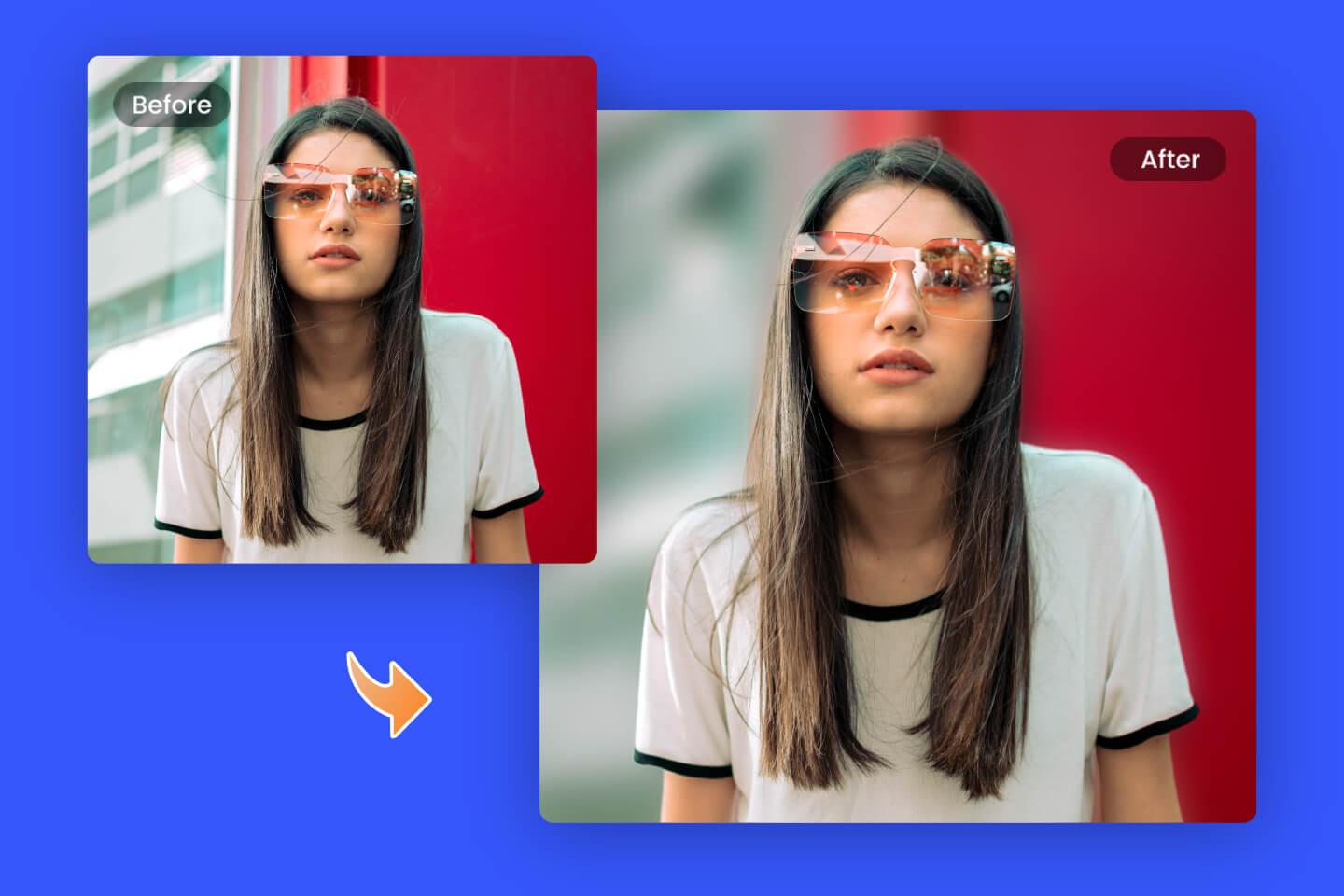 Desenfoque de fondo de un retrato de mujer