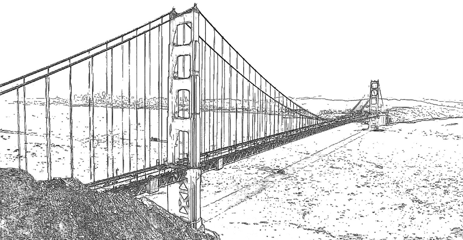 Effet de peinture de la ligne de l'horizon de la mer et du pont