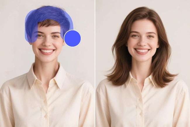 Change short hair of a girl into long hair with Fotor AI hairstyle changer