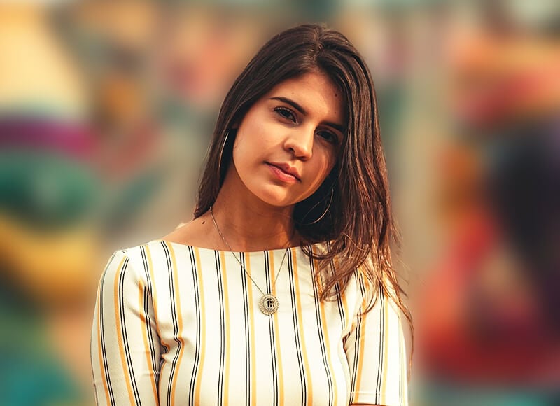 Female portrait photo with blurred background