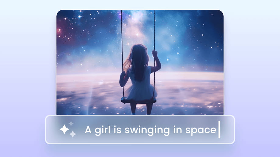 The back of a little girl swinging in space.