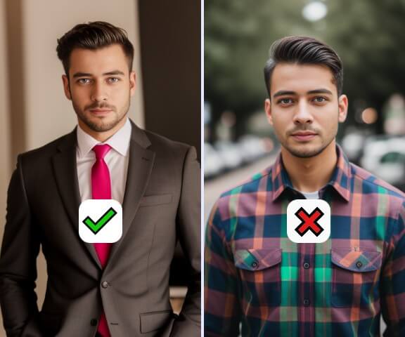 same man in a professional suit and casual outfit