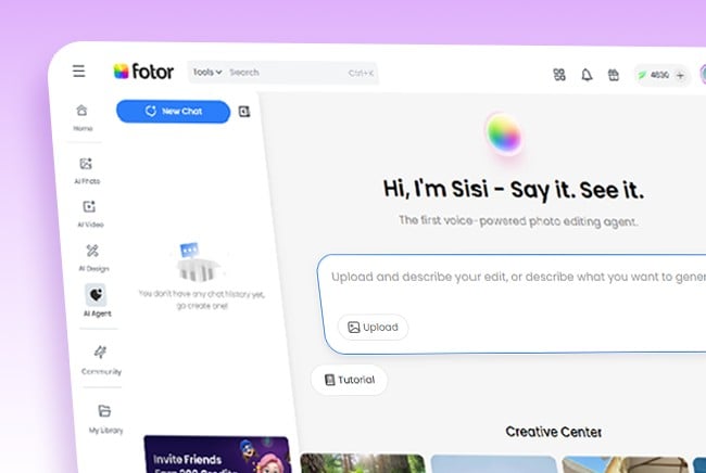 The interface of Fotor AI agent