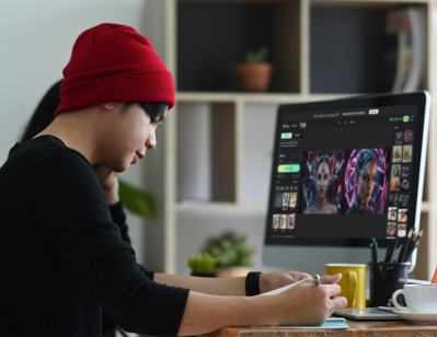 Freelance illustrator using Fotor to generate AI images