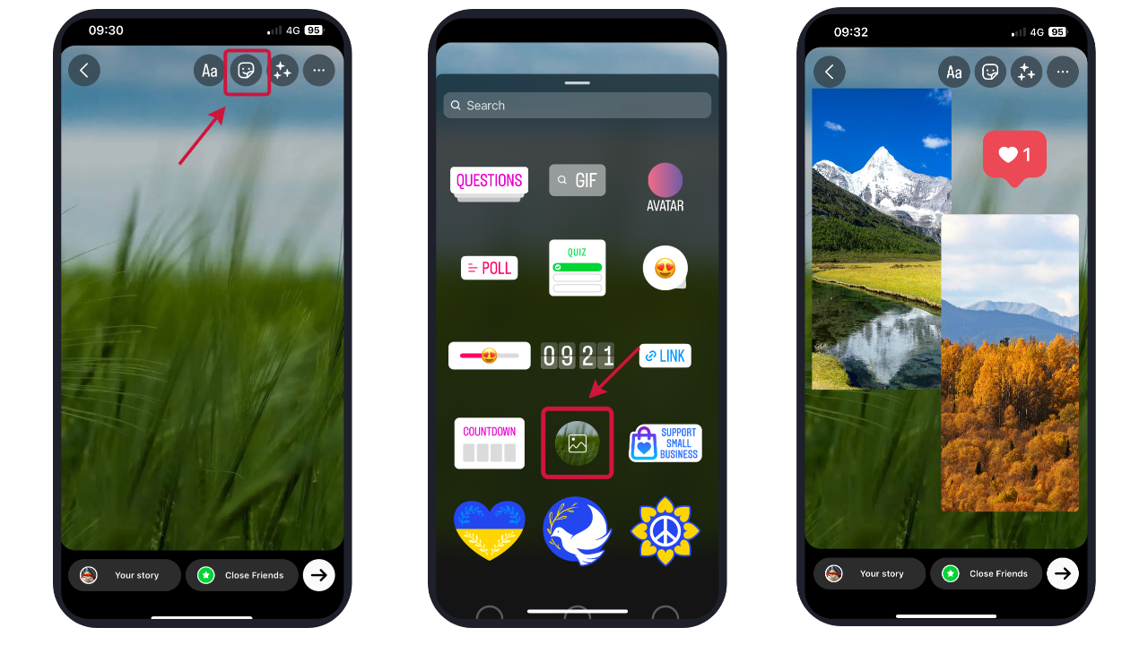 steps to put multiple pictures on instagram story