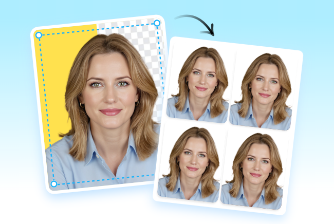 Make passport photos for woman